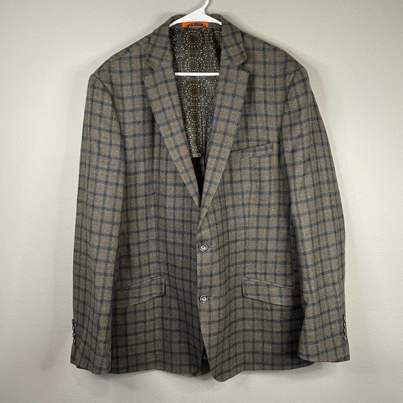 TALLIA Brown and Blue Plaid Sport Coat - Picture 1 of 6